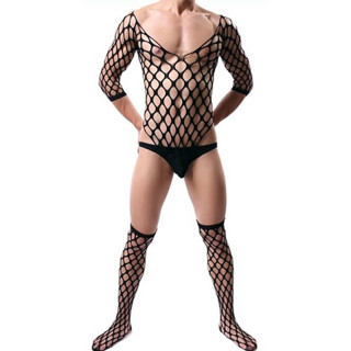 Body filet avec chaussettes noir S-XL