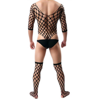 Body filet avec chaussettes noir S-XL