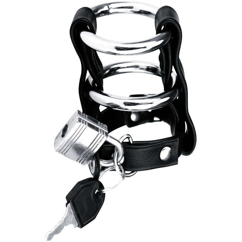 Cockring C&B Double Metal Cock Ring & Locking Ball Strap