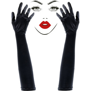 Gants 47cm satinés noir Temptation