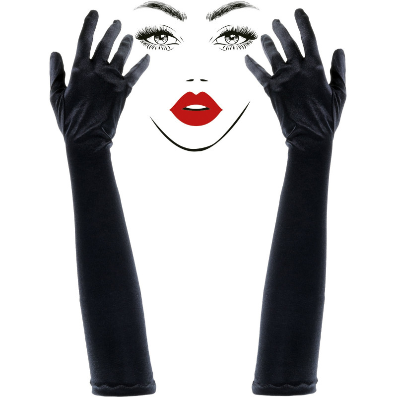 Gants 47cm satinés noir Temptation