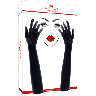 Gants 47cm satinés noir Temptation