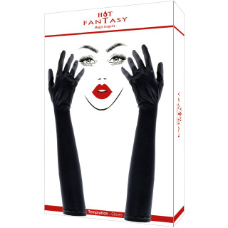 Gants 47cm satinés noir Temptation