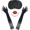 Gants 50cm satinés et masque noir Allure