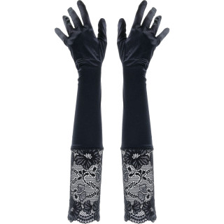 Gants 50cm satinés et masque noir Allure