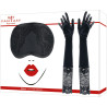Gants 50cm satinés et masque noir Allure