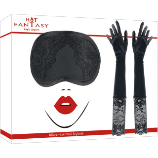 Gants 50cm satinés et masque noir Allure