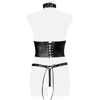 Ensemble 4 pièces guépière noir et chaînes L-XL