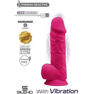 Vibro ventouse et bourses fuchsia 8,5" SilexD 20,5 x Ø5cm USB