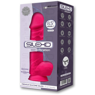 Vibro ventouse et bourses fuchsia 8,5" SilexD 20,5 x Ø5cm USB