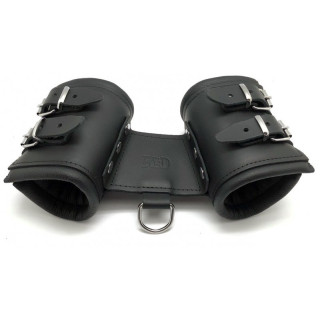 Doubles menottes pour poignets en cuir noir