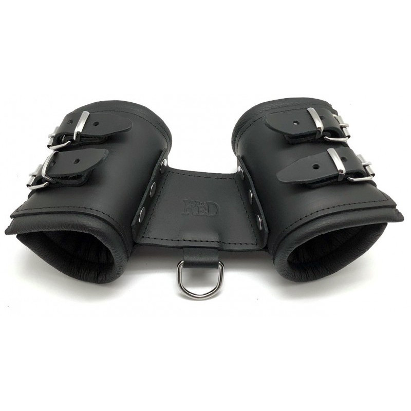 Doubles menottes pour poignets en cuir noir