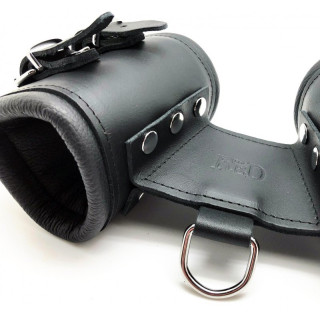 Doubles menottes pour poignets en cuir noir