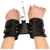 Doubles menottes pour poignets en cuir noir