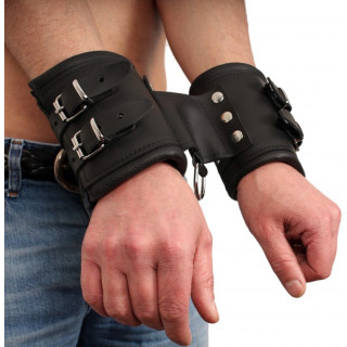 Doubles menottes pour poignets en cuir noir