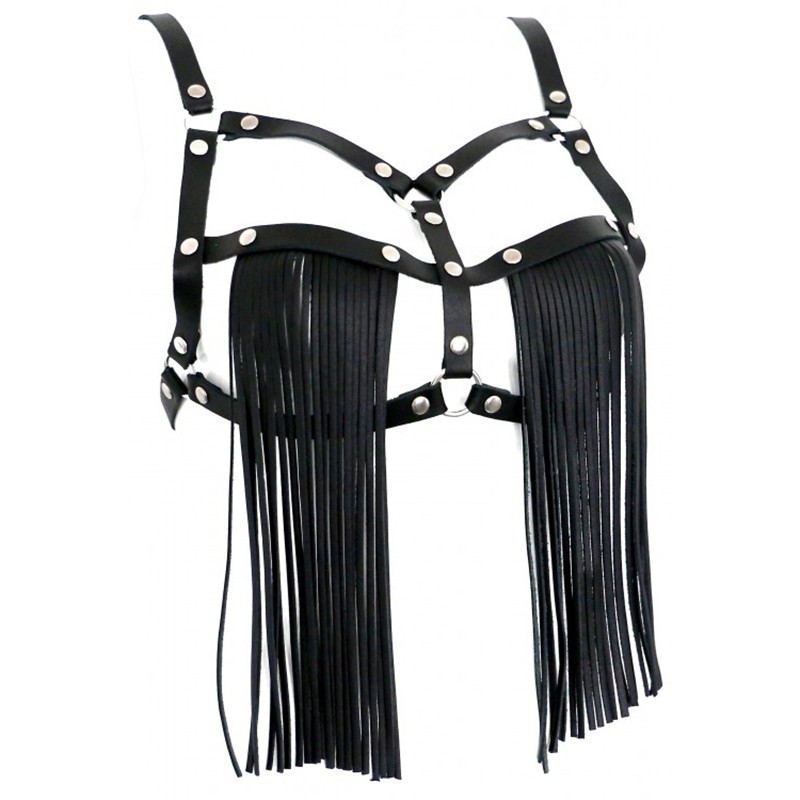 Soutien-gorge en cuir avec franges