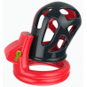 Cage chasteté homme Joker rouge et noir posée