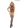 Catsuit résille effet guépière ras de cou et bas PR1554 XL-3XL