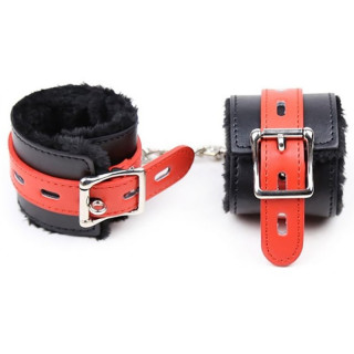 Menottes avec fourrure noires et rouges