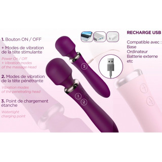 Powerful Wand & Vibro USB bordeaux