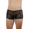 Boxer homme noir micro-résille transparente et bandes L