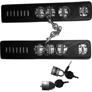 Menottes cuir noir 2 cadenas 