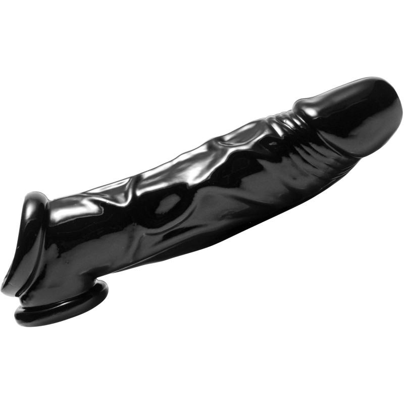 Étui pénien noir Penis Sheath + Ball Stretcher 22cm