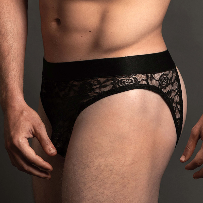 Jockstrap Bottomless Lace dentelle noir L-XL
