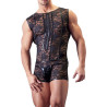 Body homme dentelle LACE FLOWER noir S