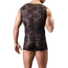 Body homme dentelle LACE FLOWER noir S