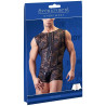 Body homme dentelle LACE FLOWER noir S