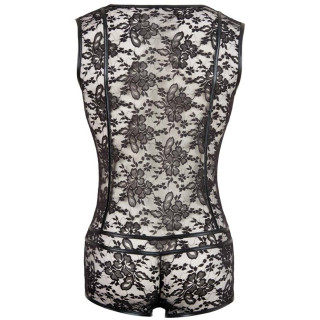 Body homme dentelle LACE FLOWER noir S
