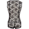 Body homme dentelle LACE FLOWER noir S