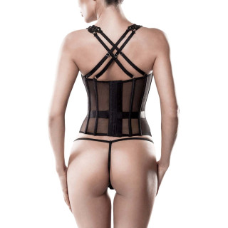 Guêpière 2 pièces micro-résille et dentelle S