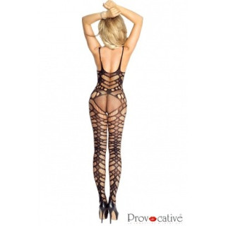 Catsuit irrésistible noir résille à motifs S-M