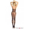 Catsuit irrésistible noir résille à motifs S-M