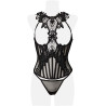 Guêpière 2 pièces micro-résille et dentelle XL