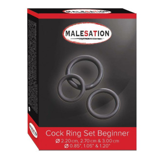Set de 3 cockrings en silicone noir