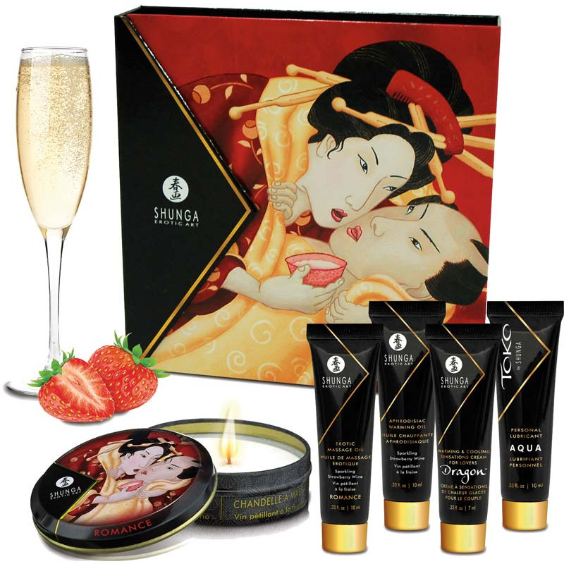 Ensemble Secrets de Geisha fraise-champagne