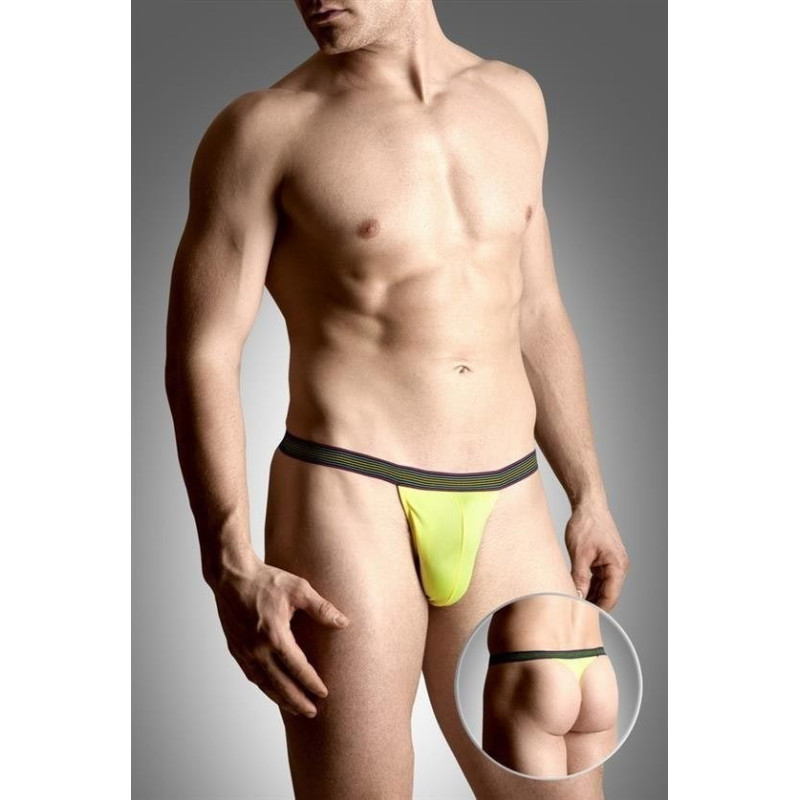 String homme jaune ceinture rayée XL