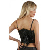 Top corset en vinyle noir lacé M