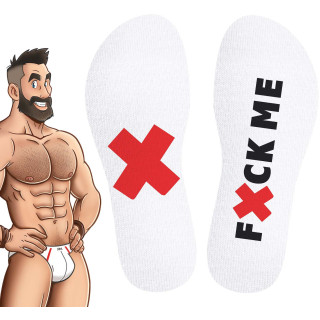 Chaussettes blanches "Fuck Me" 39-45 vue du dessous