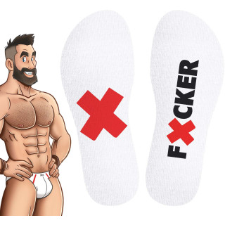 Chaussettes blanches "Fucker" 39-45 vue de dessous