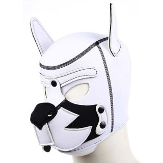 Cagoule de chien PUPPY FOX Néoprène noir-blanc de profil gauche