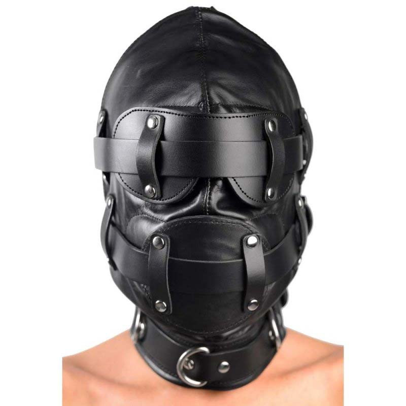 Cagoule BDSM avec baillon Full Hood noire