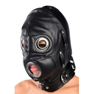 Cagoule BDSM avec baillon Full Hood noire 3/4