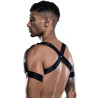 Harnais 2 pièces simili cuir noir S-L de profil