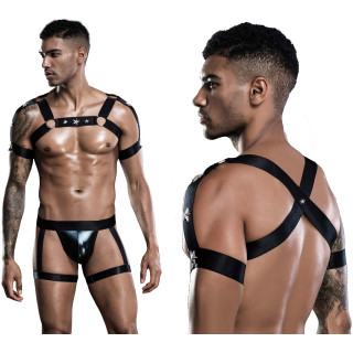Harnais 2 pièces simili cuir noir S-L