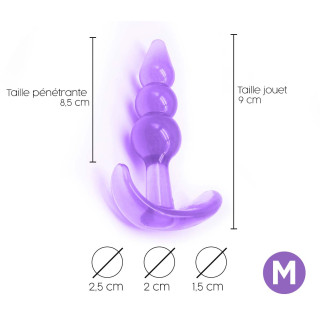 Starter plug anal jelly violet M profil et dimensions