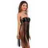 Robe ou jupe sequin frange noire S-L en robe de profil